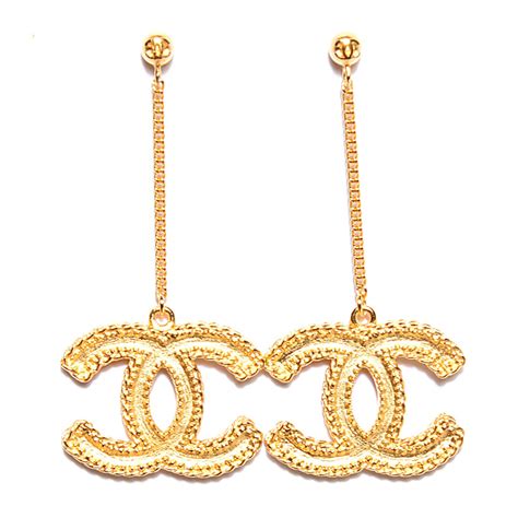 chanel gold chain drop earrings|authentic chanel earrings.